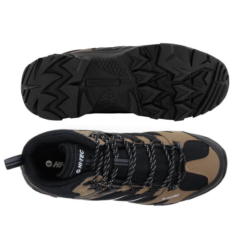 HI-TEC MEN'S TARANTULA WATERPROOF MID HIKING SHOES - TEAK / BLACK