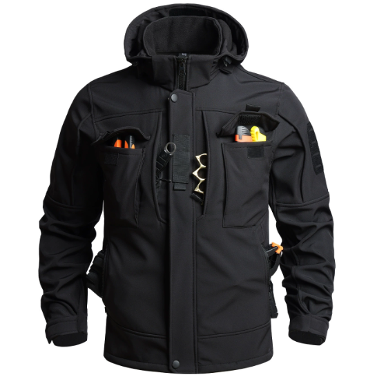 Tactical Fleece-Lined Soft Shell Jacket - Black