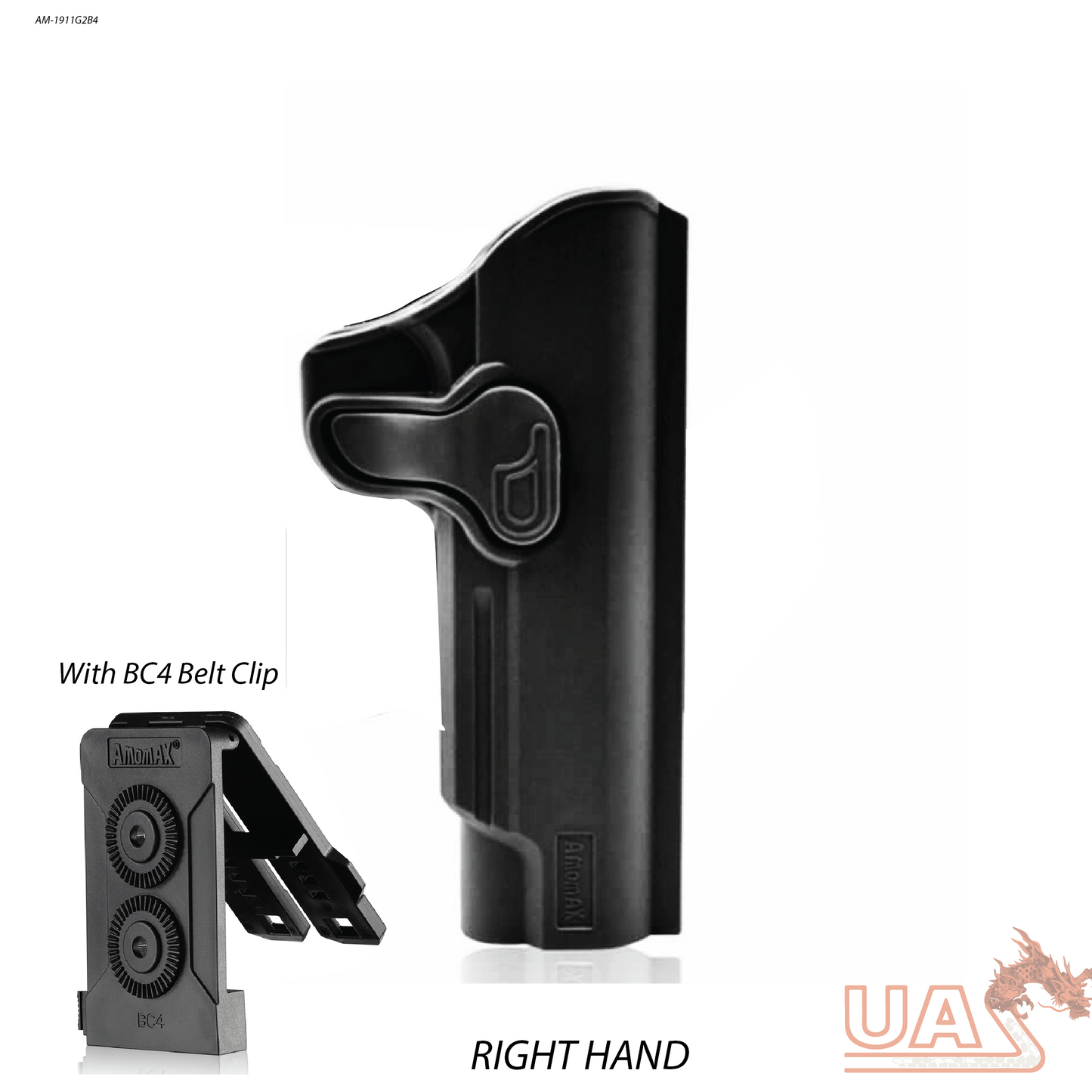 Amomax Holster 1911 series 5'' with MOLLE & Belt Clip - Black