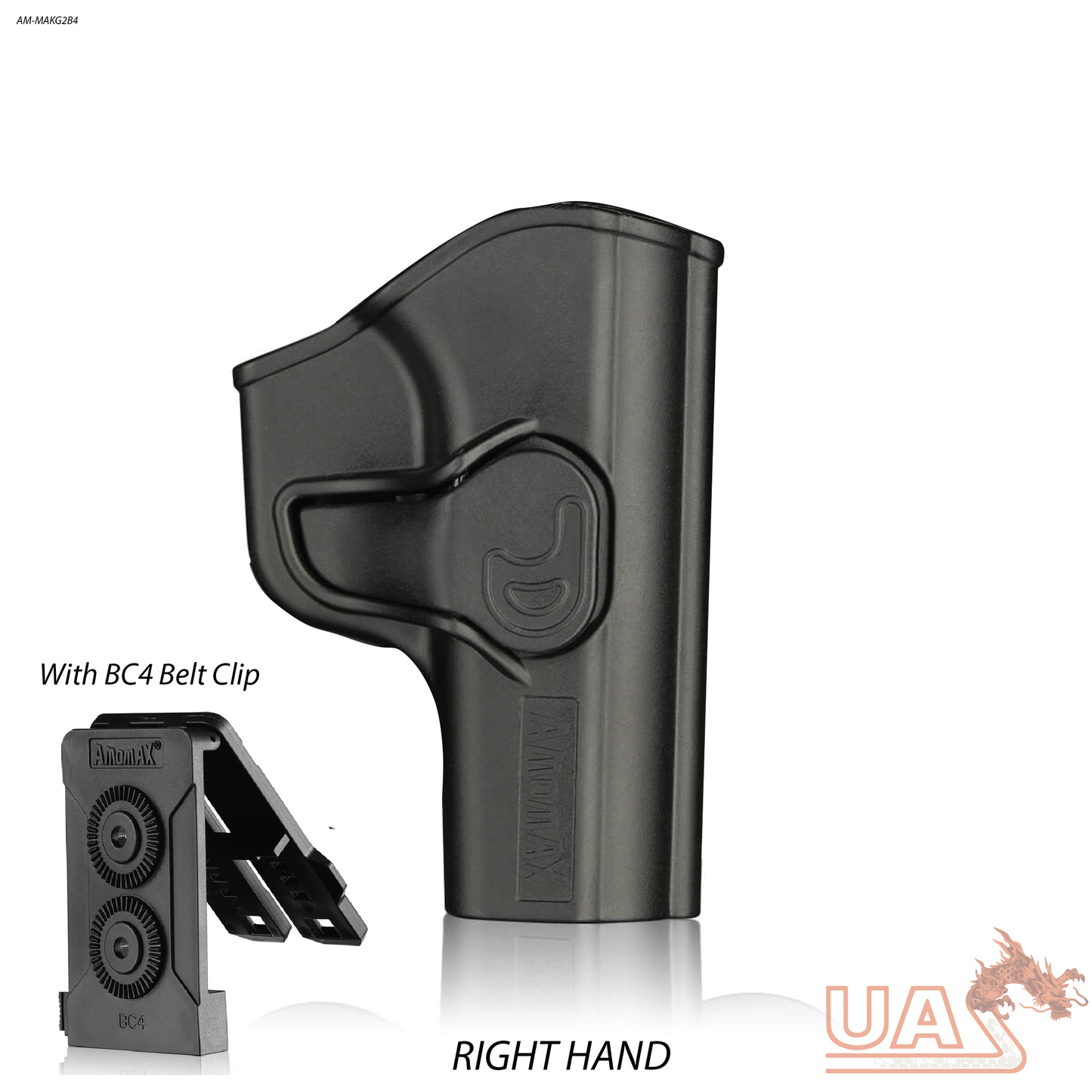 Amomax Holster Makarov PM Norinco 59 K59 ICS PM2 with MOLLE & Belt Clip - RIGHT HAND - Black