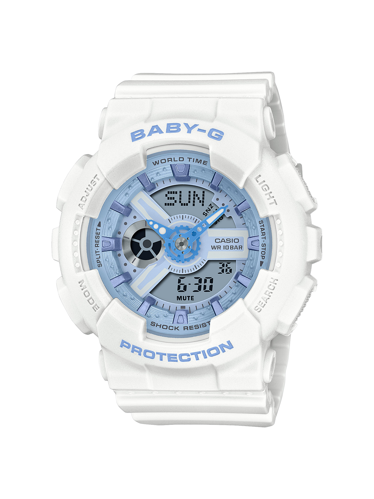 Baby-G BA110XBE-7A Ana-Digi Watch, White / Blue
