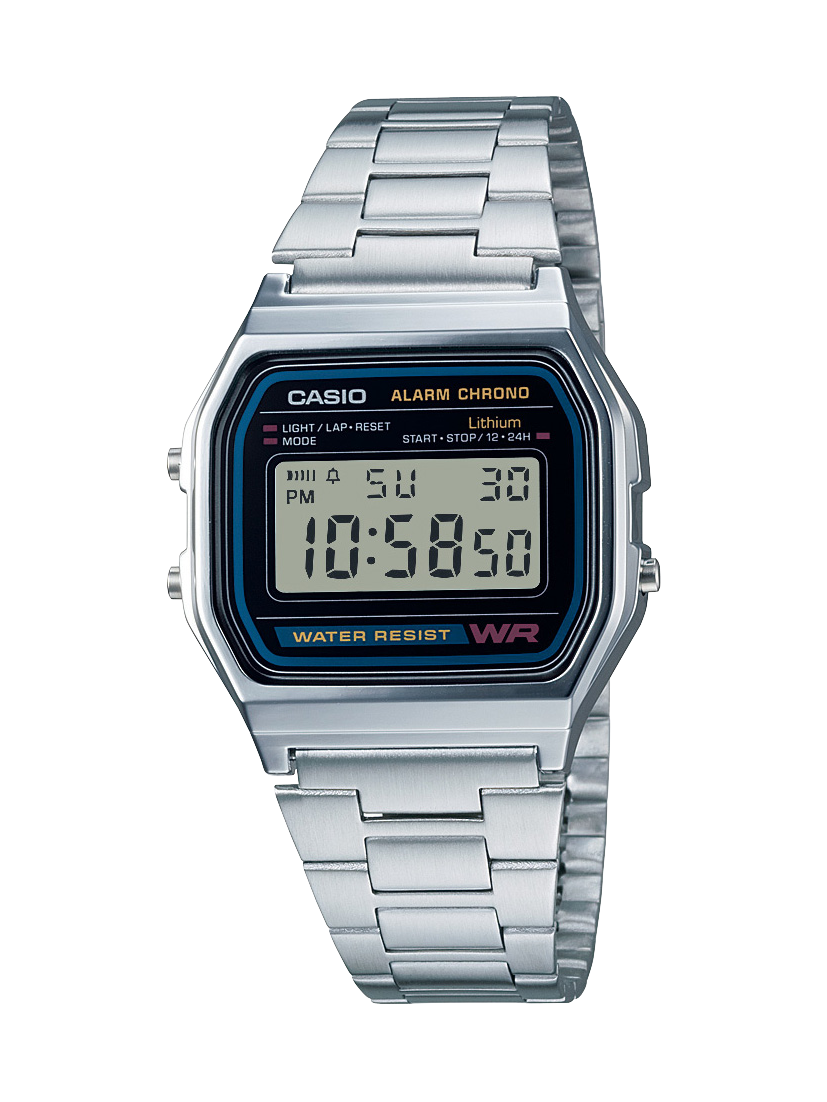 Casio A158WA-1A Vintage Digital Watch, Stainless Steel Band