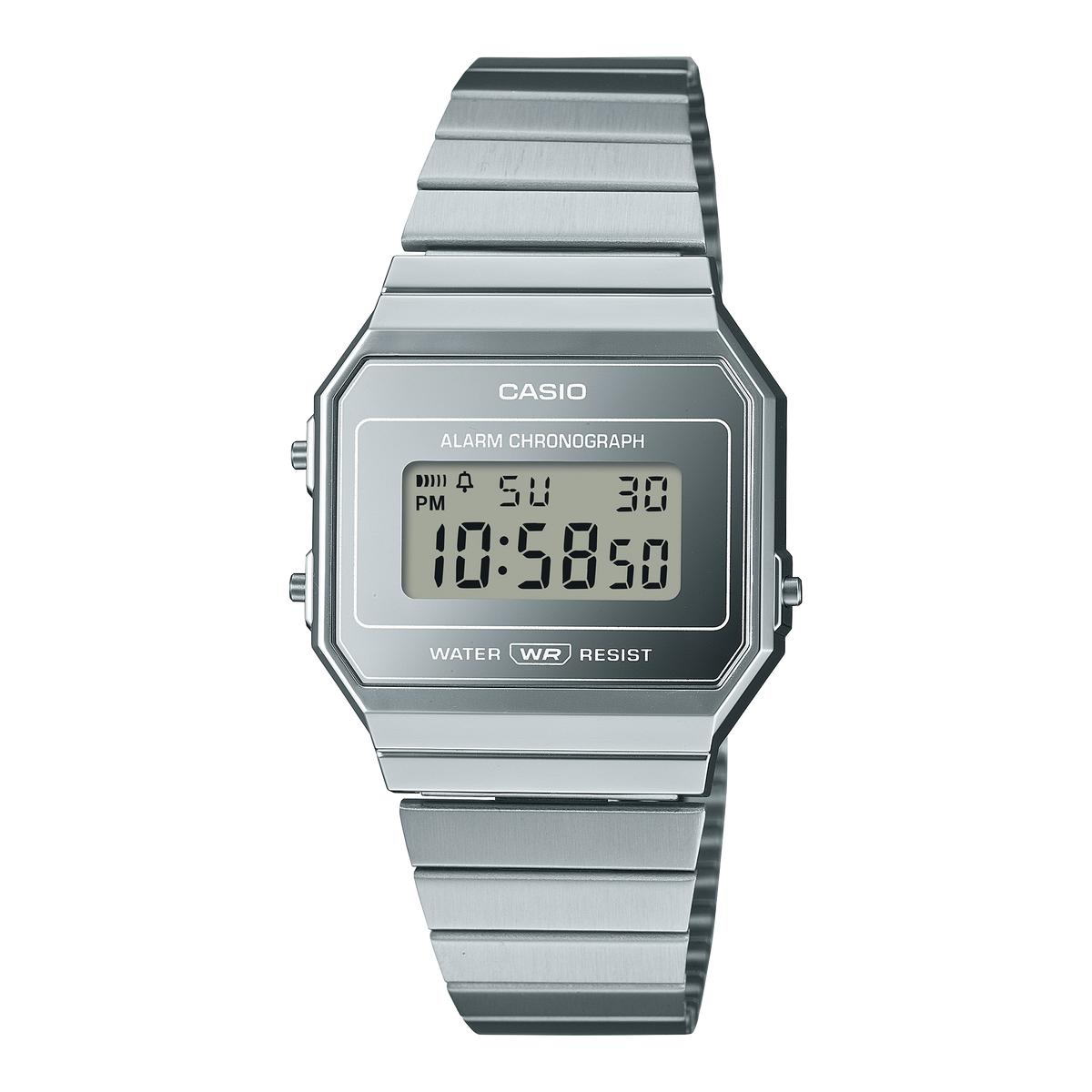 Casio A700WEV-7A Slim Vintage Digital Watch, Chrome Band