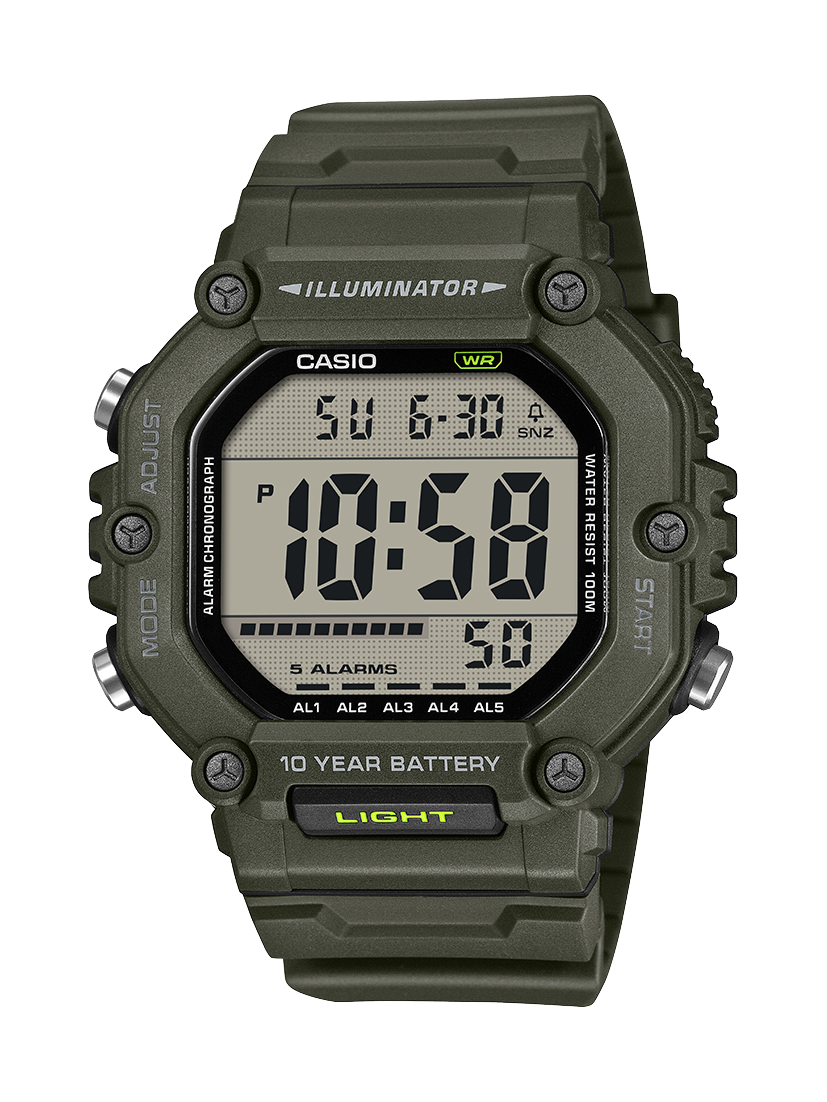 Casio AE1600HX-3A Large LCD Digital Watch, Extra-Long Green Band