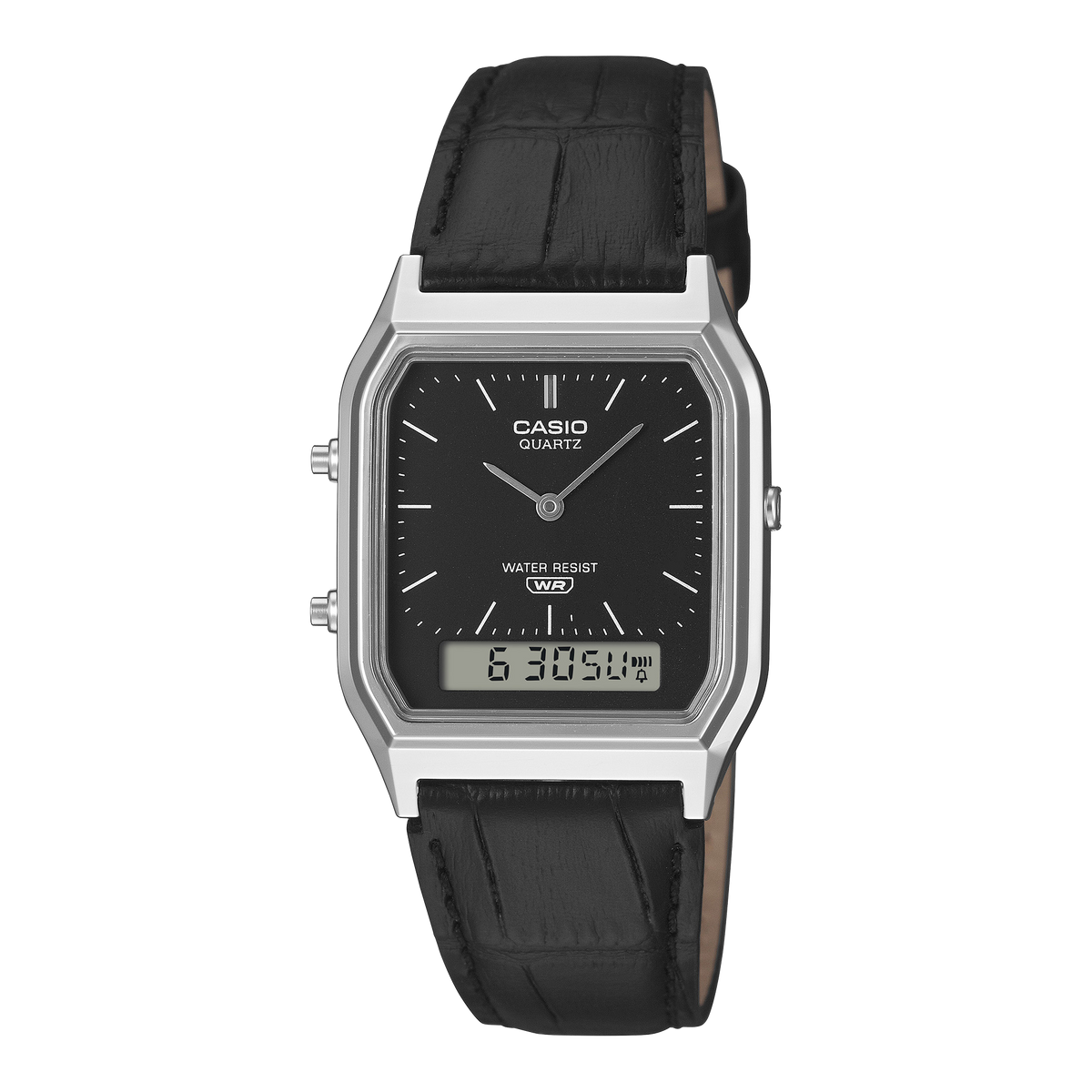 Casio AQ230EL-1A Vintage Ana-Digi Watch, Leather Band