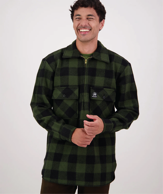 Swanndri Men's Ranger Wool Zip Front Bushshirt Olive/Black Check
