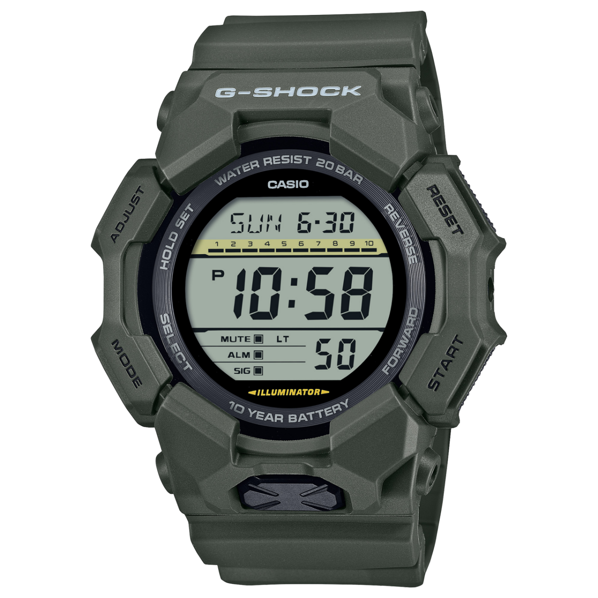 G-Shock GD010-3D Digital Watch, Green, 10-Year Battery