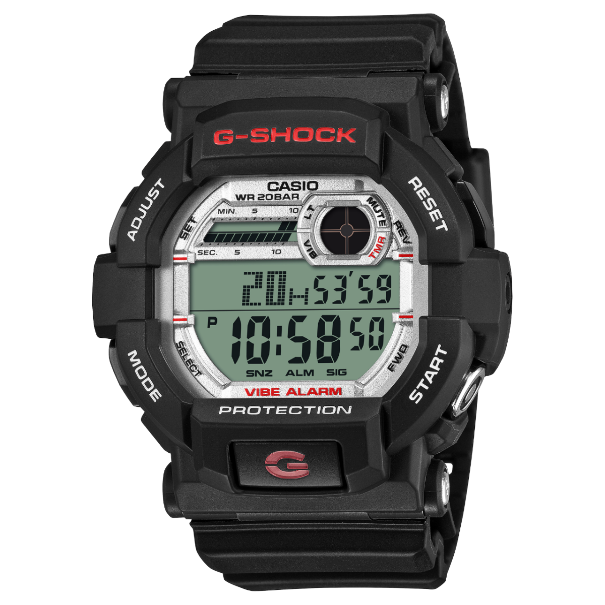 G-Shock GD350S-1D Vibration Alarm Digital Watch, White Dial