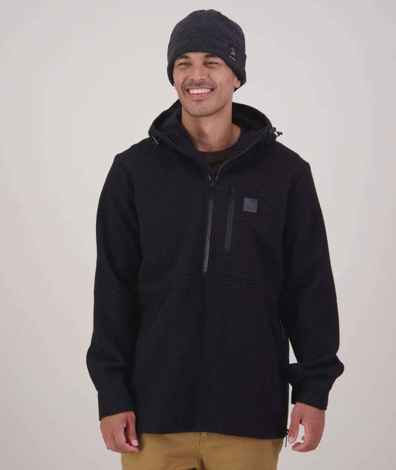 Swanndri Men's Reidston Windproof Wool Anorak Black