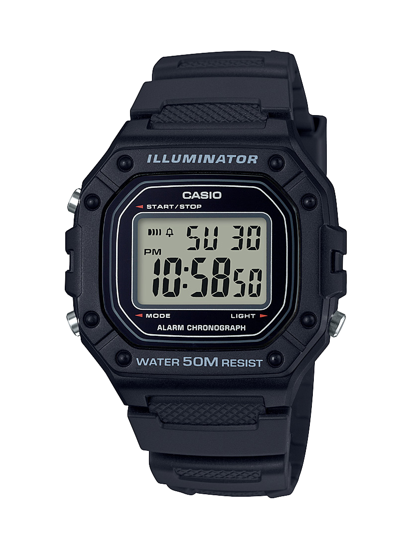 Casio W218H-1A Digital Watch, Black Resin Band