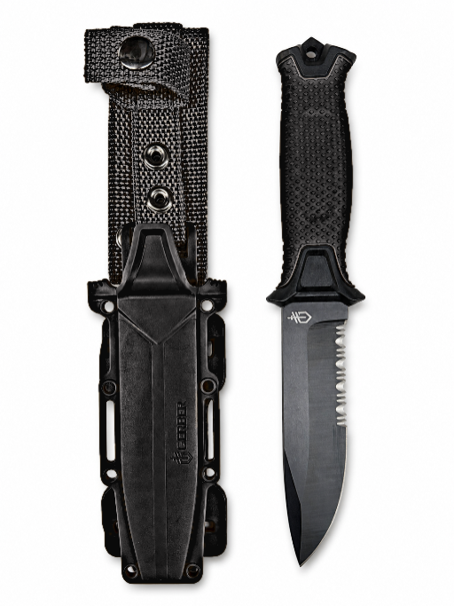 Black Tactical Fixed Blade Knife with Sheath