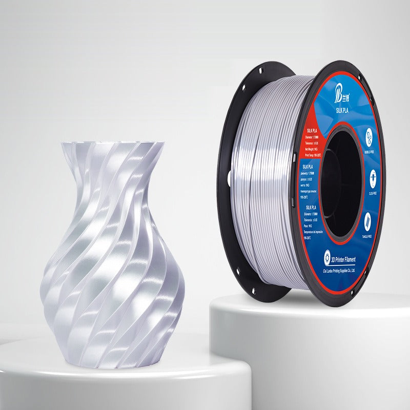 Bright Silver – Silk PLA 3D Printer Filament 1.75mm 1kg