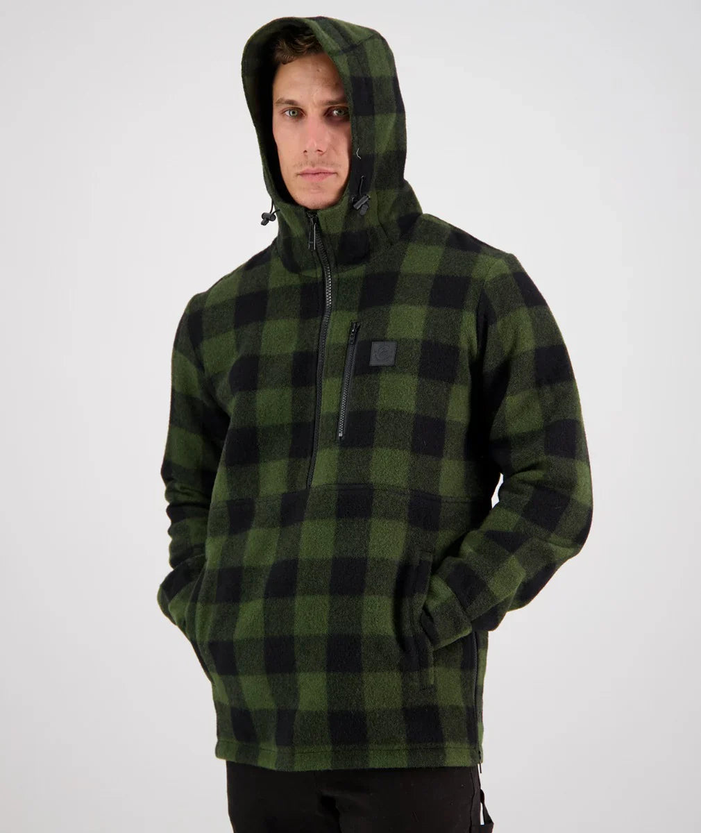Swanndri Men's Reidston Windproof Wool Anorak Olive/Black Check