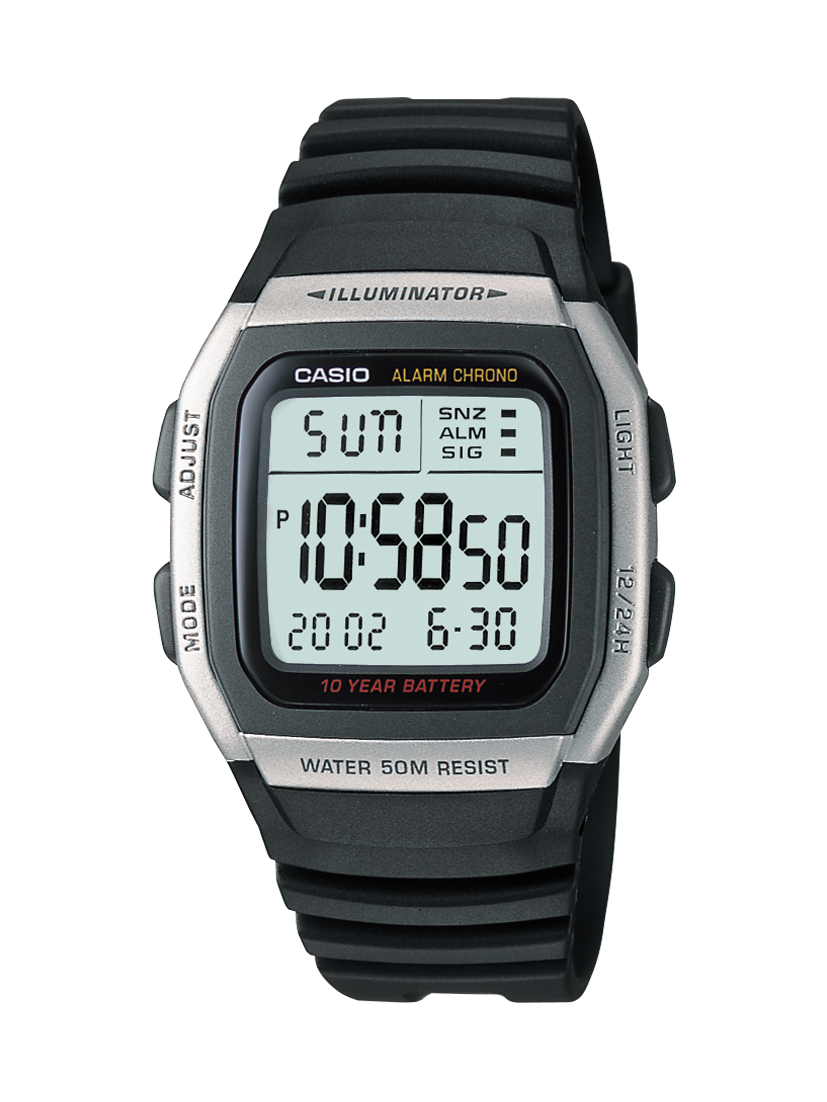 Casio W96H-1A Digital Watch, 10-Year Battery